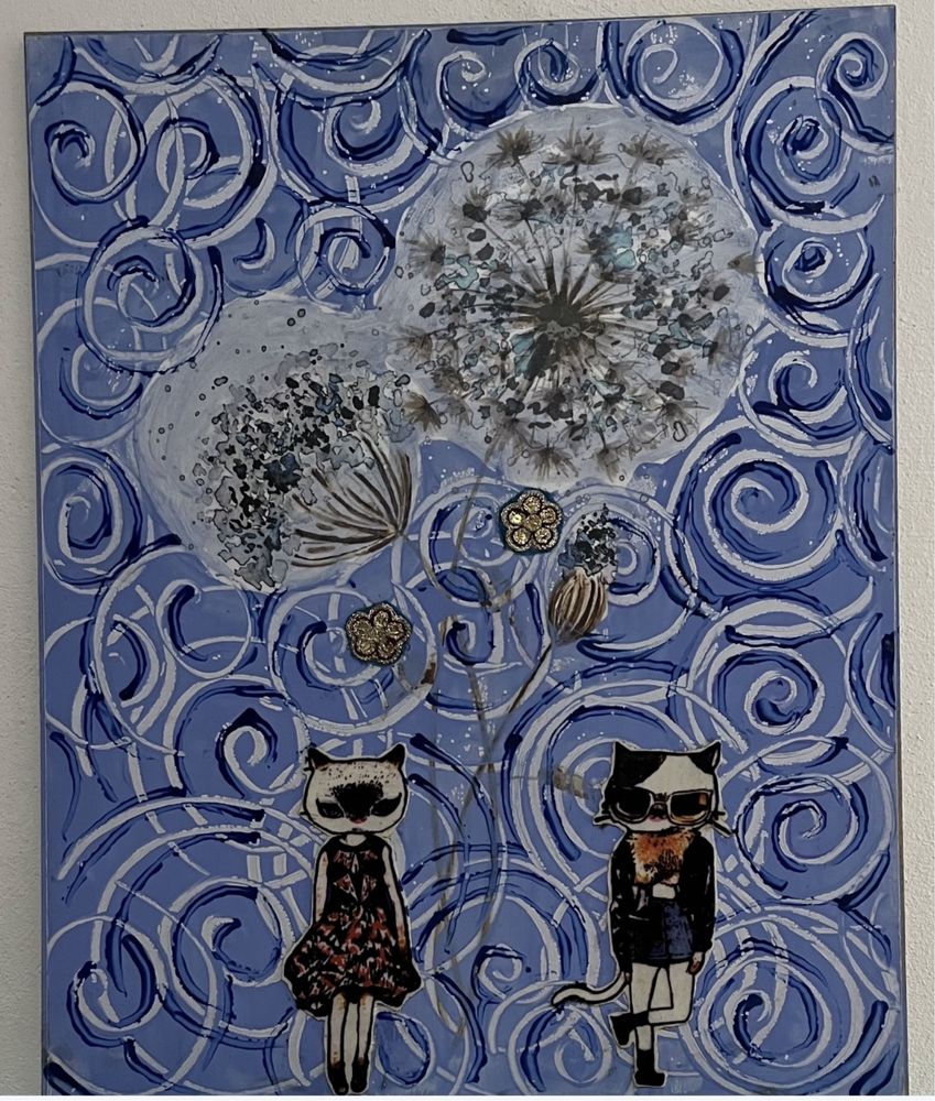 Kolaż artystyczny „Koty” M. Biadasiewicz 50x40