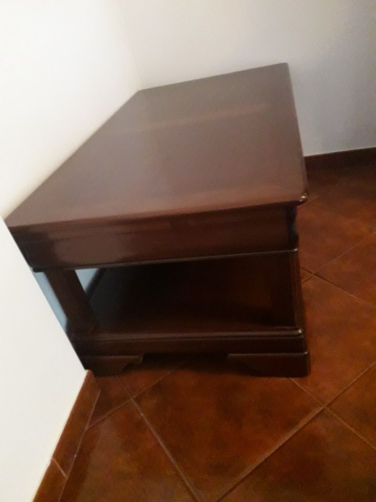 Mesa apoio com gaveta, madeira em cerejeira