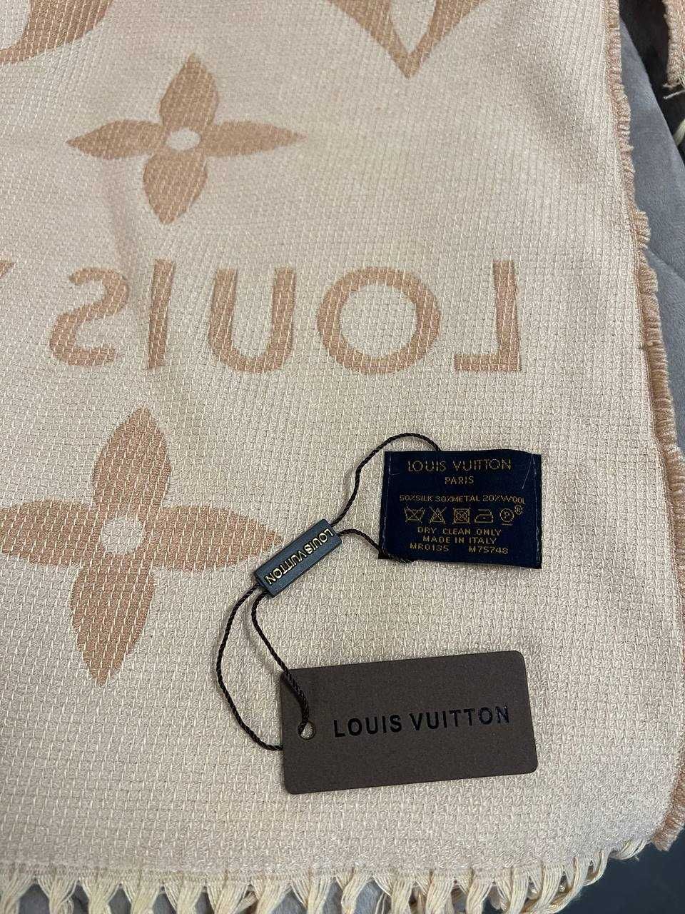 Louis Vuitton Szalik Monogram Dwustronny – Beż/Ivory, Kaszmir i Jedwab