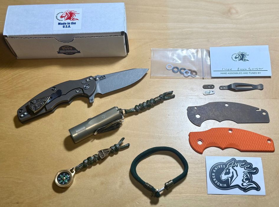 Nóż Rick Hinderer Jurasic Tytan Bronze Mgnacut mega zestaw