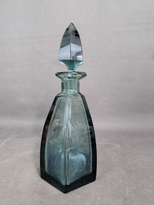 Karafka kryształowa, kieliszki, zestaw do likieru, Art Deco