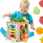Drewniana kostka edukacyjna 6 w 1 Montessori magnesy marchewki