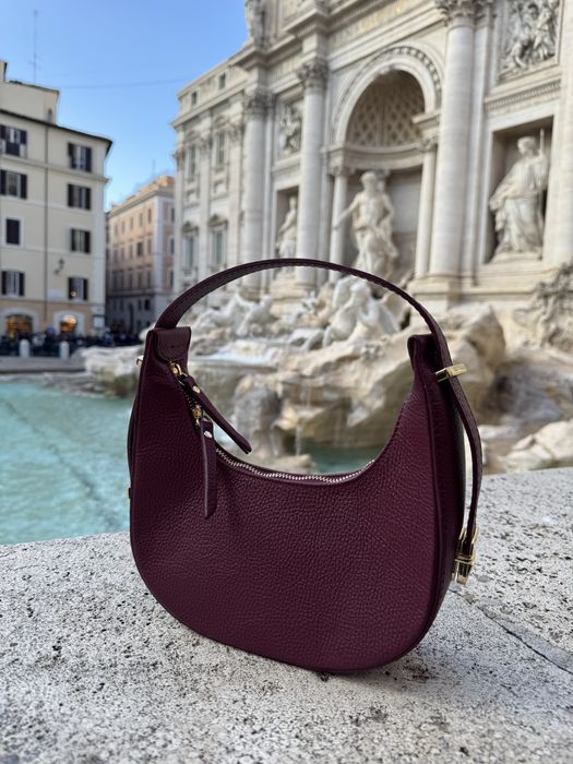 Torebka skórzana bordowa półksiężyc MOON bag