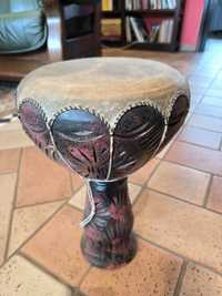 Bęben bębenek tamburyn skórzany ceramiczny djembe afrykański Afryka