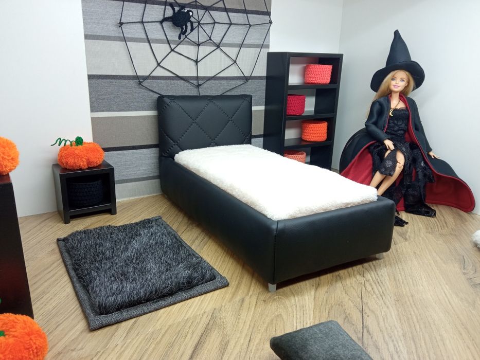 Meble dla lalki barbie sypialnia łóżko pojedyncze tapicerowane