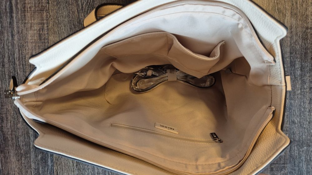 OCHNIK Torba damska skórkowa kremowa.