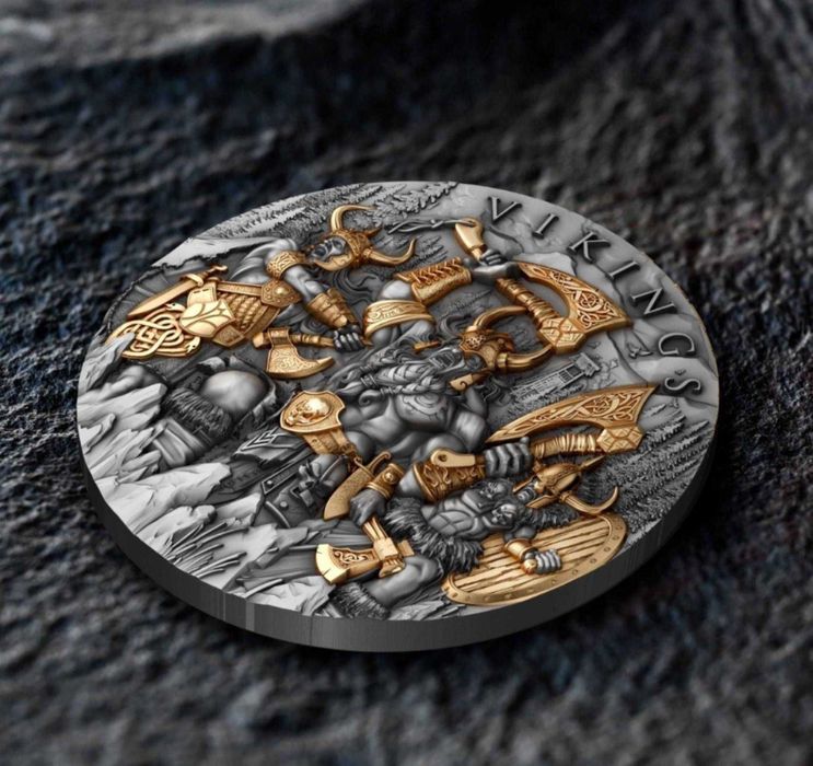 Срібна монета вікінги 2 унції | Монета Викинги