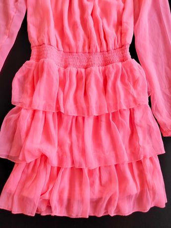 Nowa sukienka Lindex rozm. 164 koralowa różowa neonowa hiszpanka