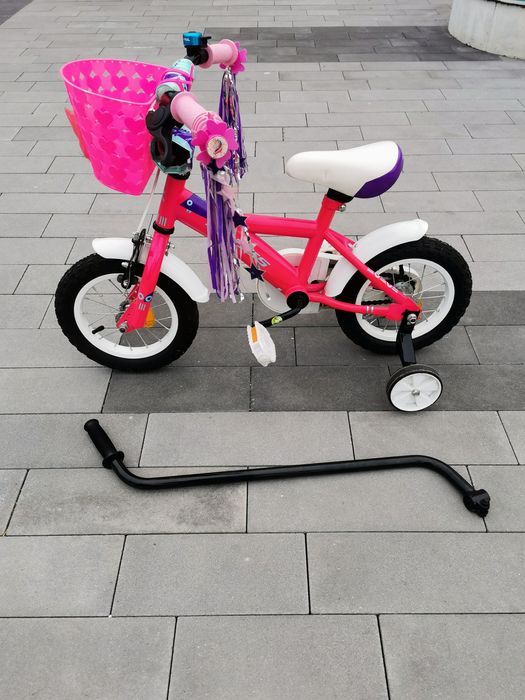 Rower rowerek 12 cali Kross z kółkami bocznymi i kijem