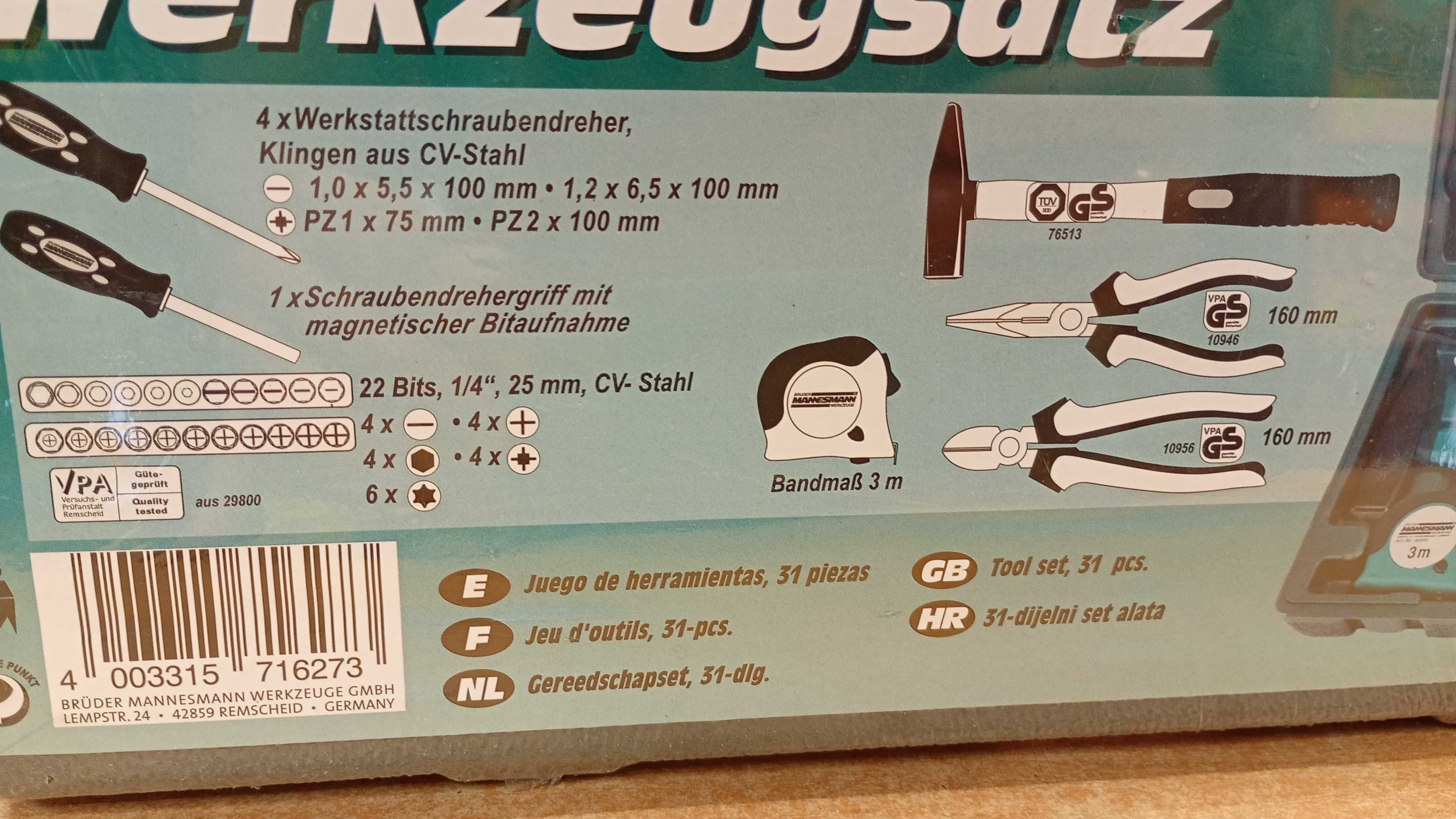 MANNESMANN Zestaw Narzędzi W WALIZCE 31 EL. -Komis MADEJ Dębica