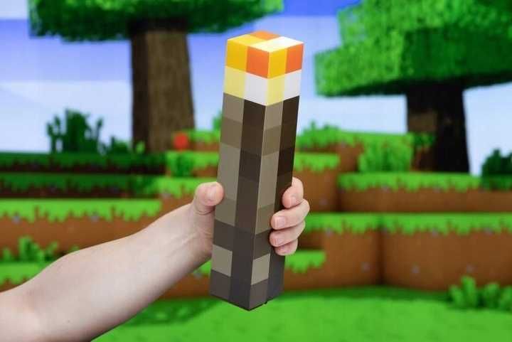 LAMPKA NOCNA w stylu MINECRAFT ścienna ręczna pochodnia