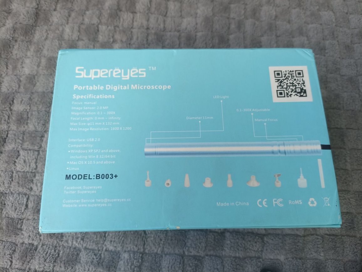 Supereyes B003 + usb электронный микроскоп ендоскоп 11мм