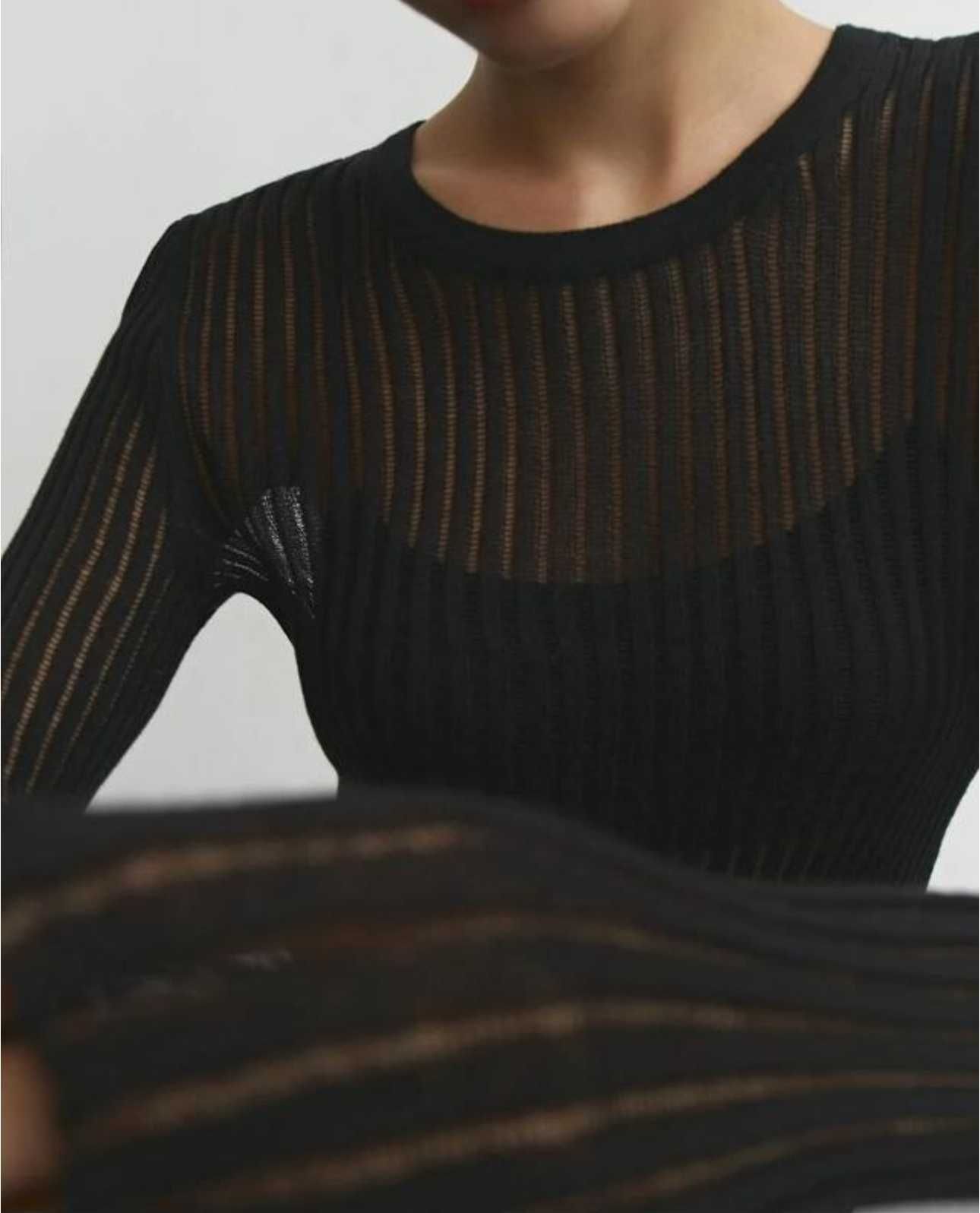 Напівпрозорий лонгслів Zara чорний гольф лонгслив полупрозрачный
