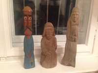 Rzezby rzezba 3 sztuki drewniane figurki