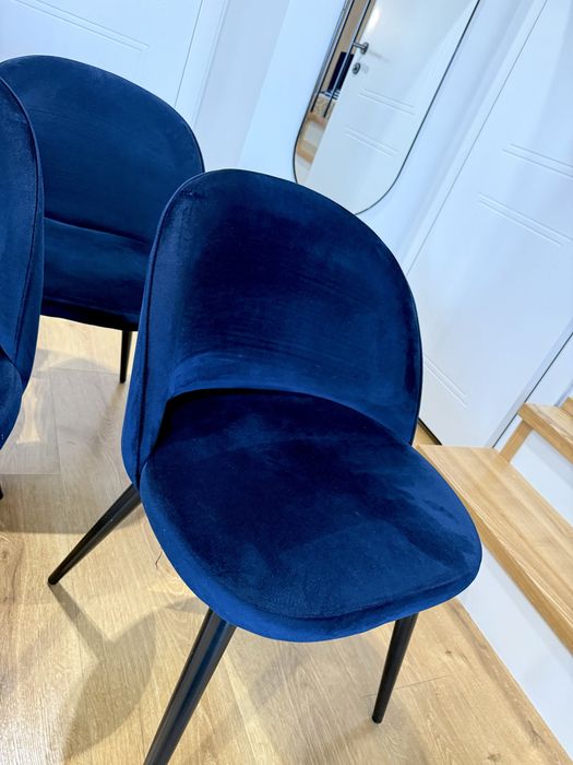 Komplet krzeseł 6 szt, Krzesło Granatowe velvet welur westwing bdb