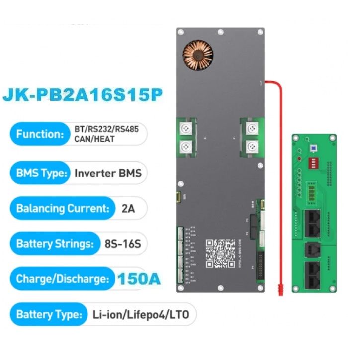 JK BMS V19 PB2A16S15P 2A балансування, 150А розряд, 300А піковий розря