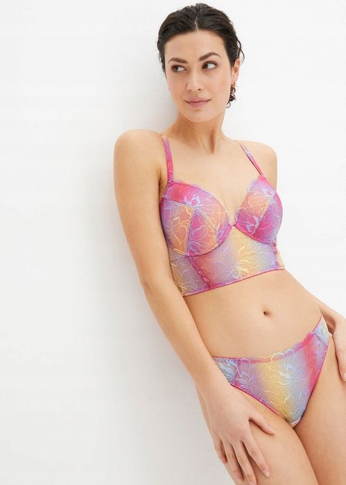 B.P.C biustonosz bralette przedłużony-top z fiszbinami kolorowy r.95B