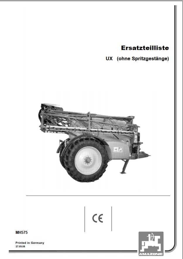 Katalog części Opryskiwacz Amazone UX Bis