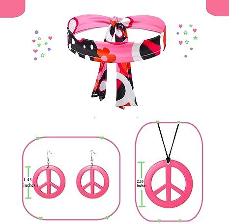 Strój retro lata 60-70 Hipisowska + opaska , kolczyki, wisiorek M