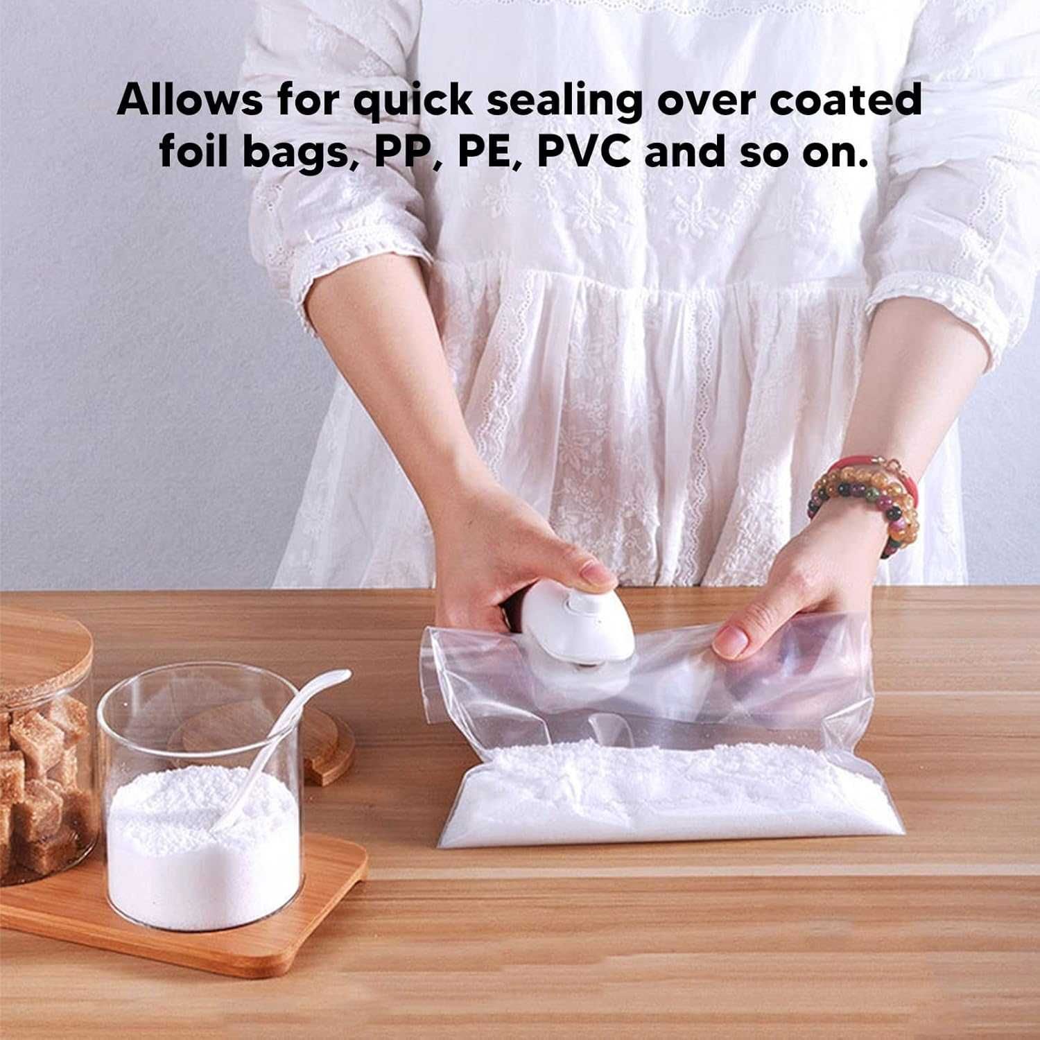 Snack Plastic Bag Sealer, Quick Seal Chip Bag Sealer,  biała