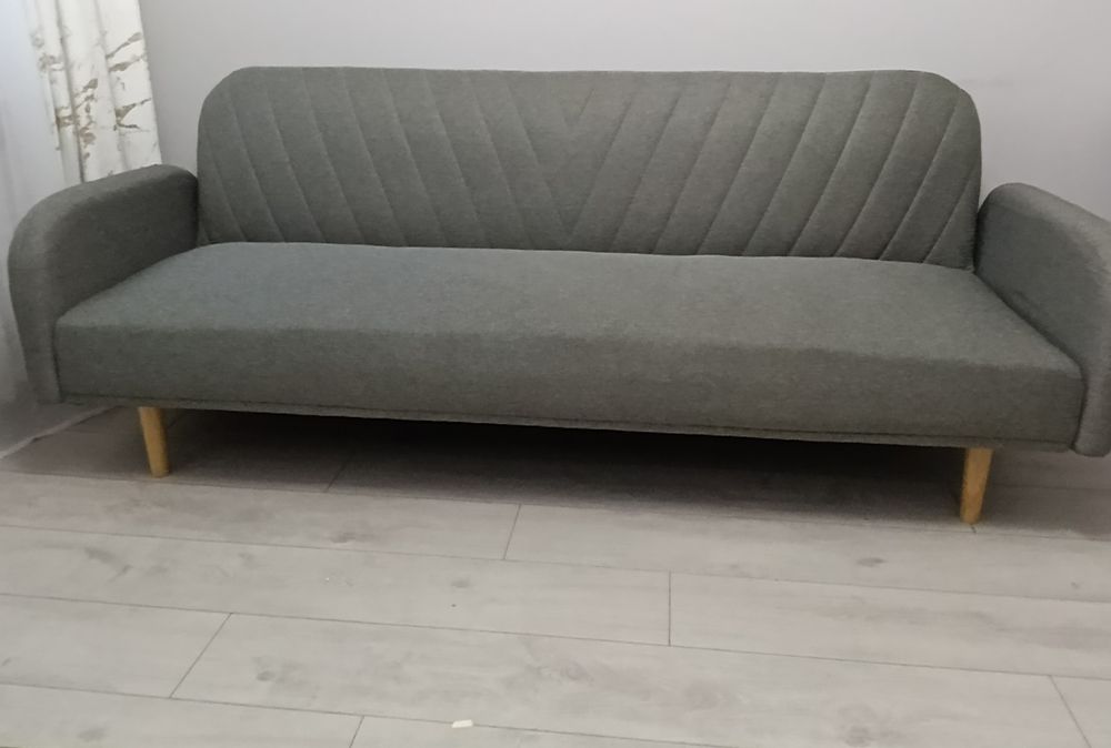 Kanapa rozkładana - tkanina jasnoszara PILNE