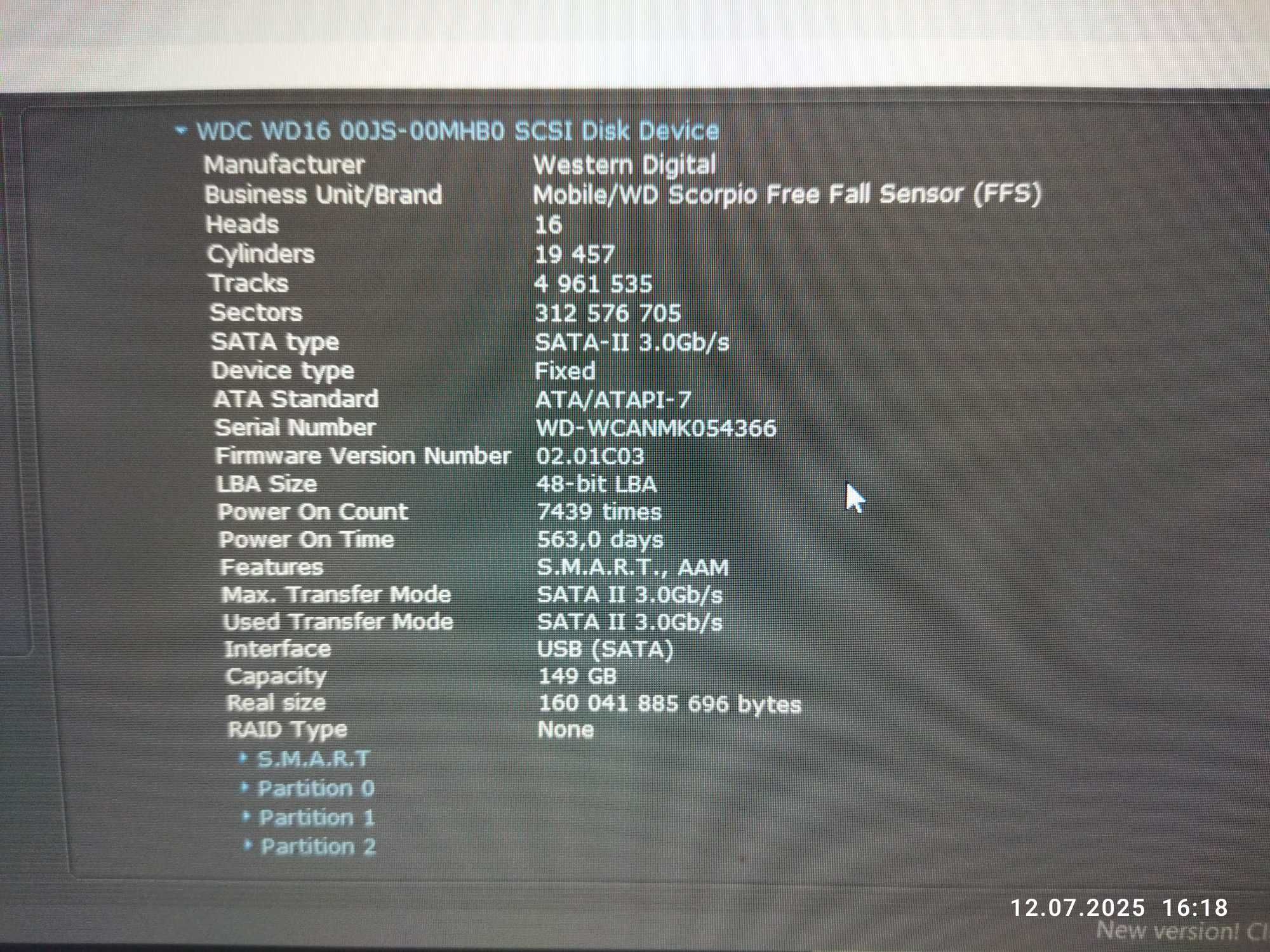 Dysk Twardy HDD 3,5" Western Digital WDC 160 GB WD16 SATA2 (3.0 Gbps)