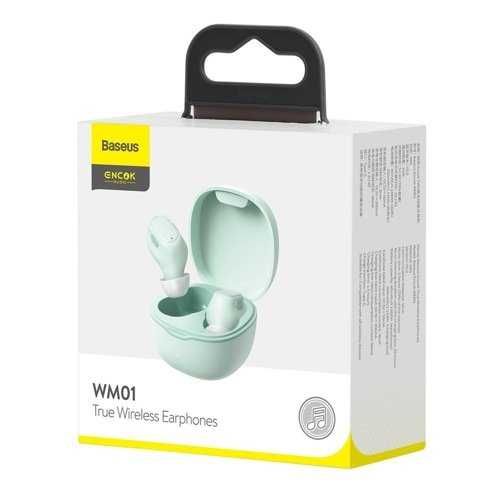 Baseus Encok WM01 TWS dokanałowe słuchawki Bluetooth 5.0 zielony