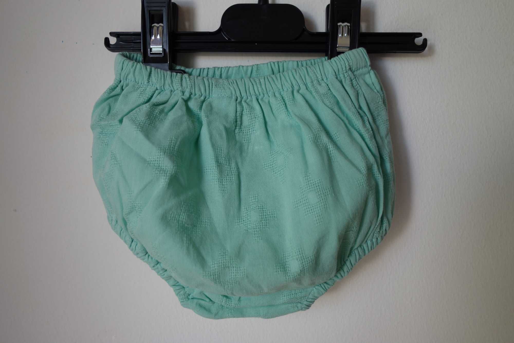 Vestido verde de verão 3-6 meses com Tapa Fraldas*Envio gratuito