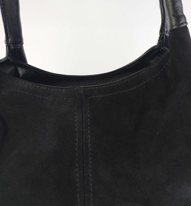 Сумка замшева з двома ручками велика чорна Karlos Marconi