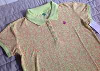 BENETTON koszulka polo w neonowym kolorze limonka
