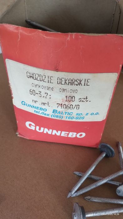 Gwoździe dekarskie Gunebo 60x7 wkręty do blachy - 1500 sztuk