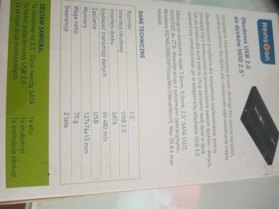 Obudowa USB 2,0 do dysków HDD 2,5"