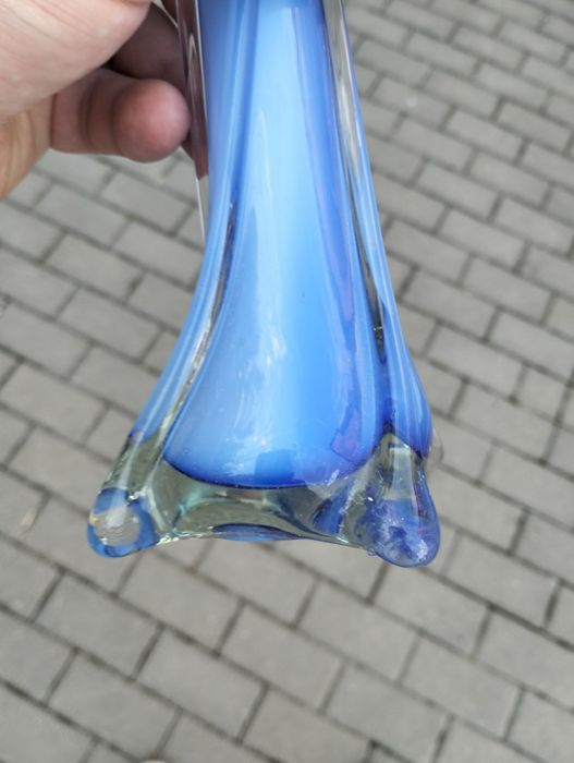 Wazon szklany niebieski ok.35 cm
