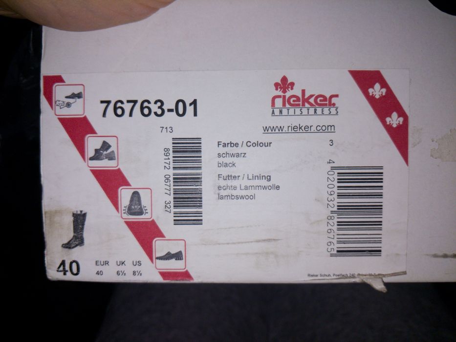 Rieker черные кожанные сапоги на меху, 40 размер
