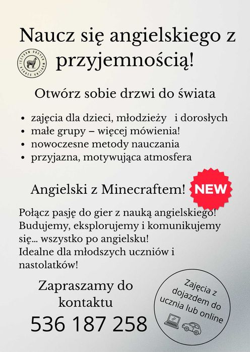 Korepetycje z angielskiego. DOJAZD DO UCZNIA