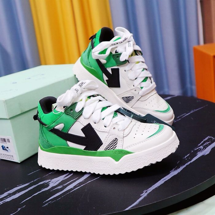 Кроссовки Off-white мужские брендовые белые с зеленым