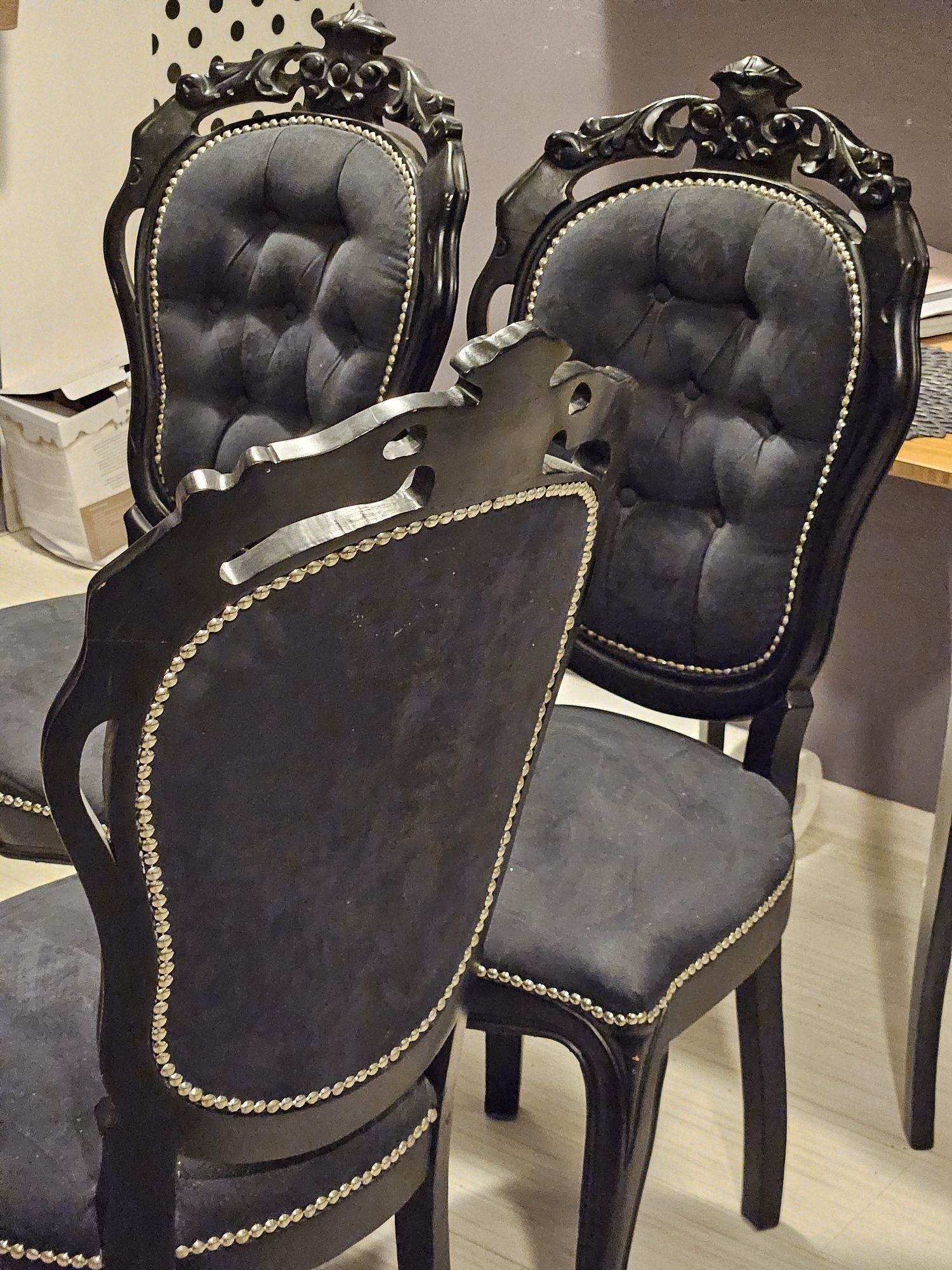 Krzesła antyczne Ludwig Rokoko Barok 3 sztuki