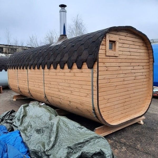 Квадро-баня 6 м, топка в парной печь стандарт, козырёк над входом,.