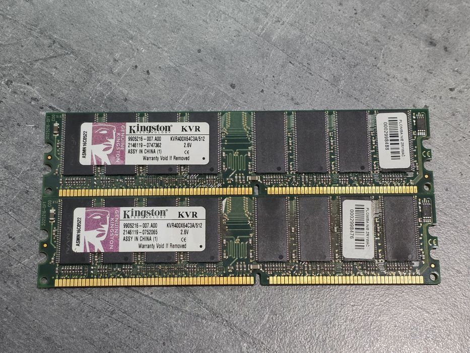 Pamięć RAM 1GB DDR-400 / PC3200 2x512MB Kingston