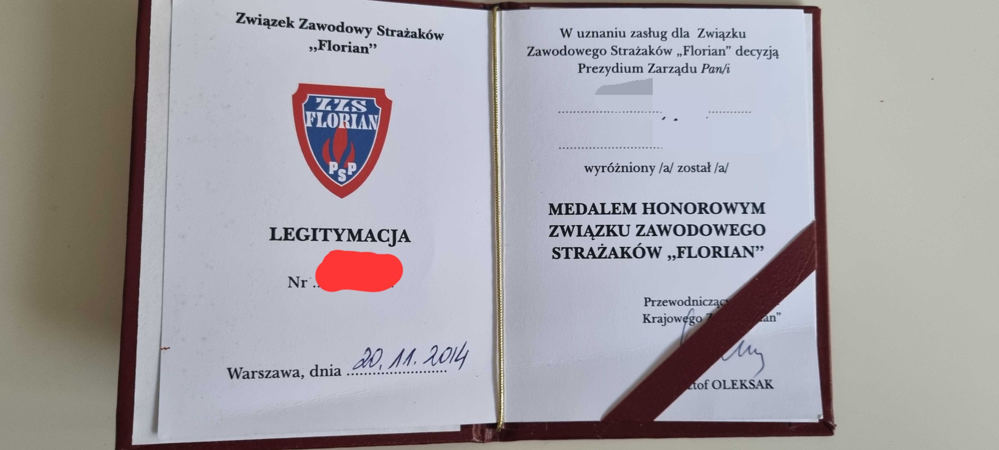 Zestaw unikatowych legitymacji PSP