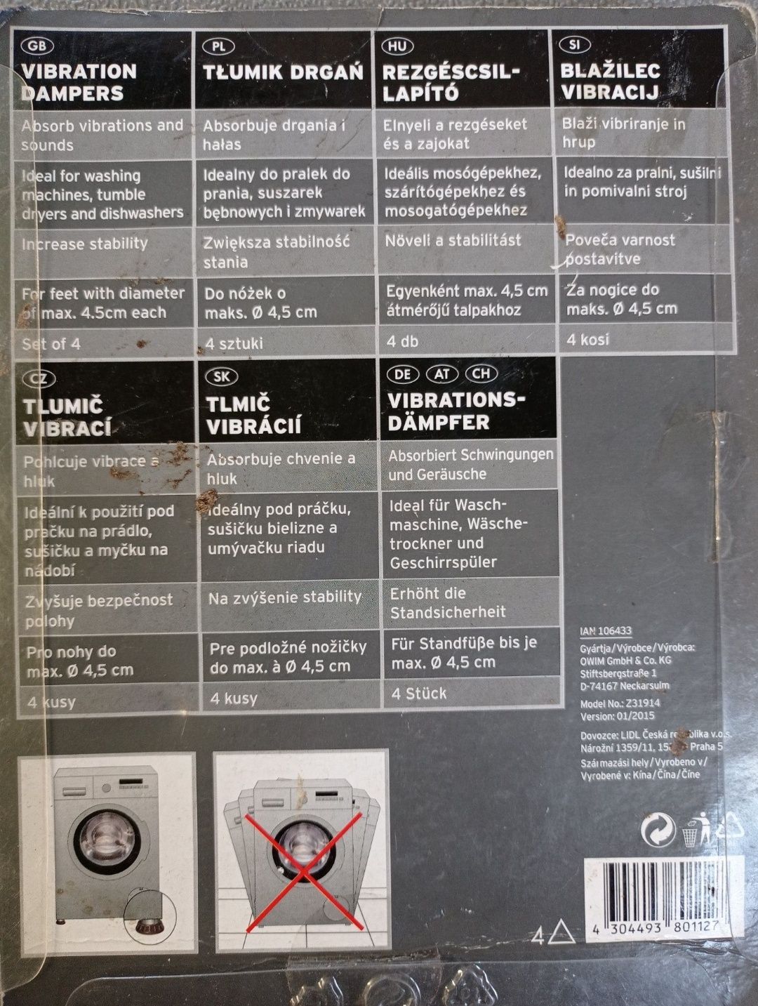Tłumiki drgań pralka suszarka