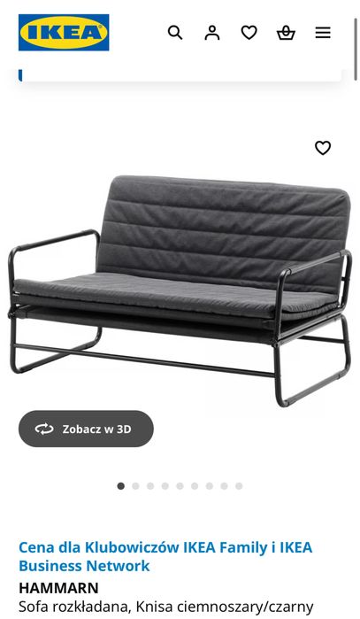 HAMMARN Sofa rozkładana, Knisa ciemnoszary/czarny