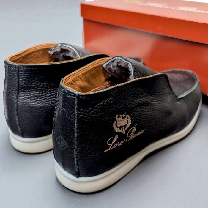 Лофери Loro Piana чоловічі чорні з хутром лофери лоро піана з хутром