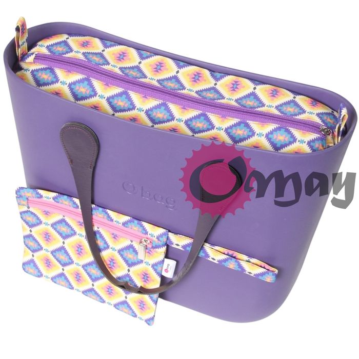 Fioletowy organizer do OBAG STANDARD +KOSMETYCZKA romby Wkład OMAY