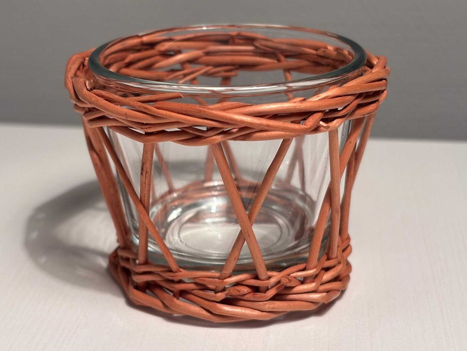 NOWA Osłonka na świeczkę/tealight w wiklinowej osłonce
