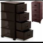 Komoda Plastikowa Organizer Szafka Rattan 90CM 4 Szuflady Brązowa