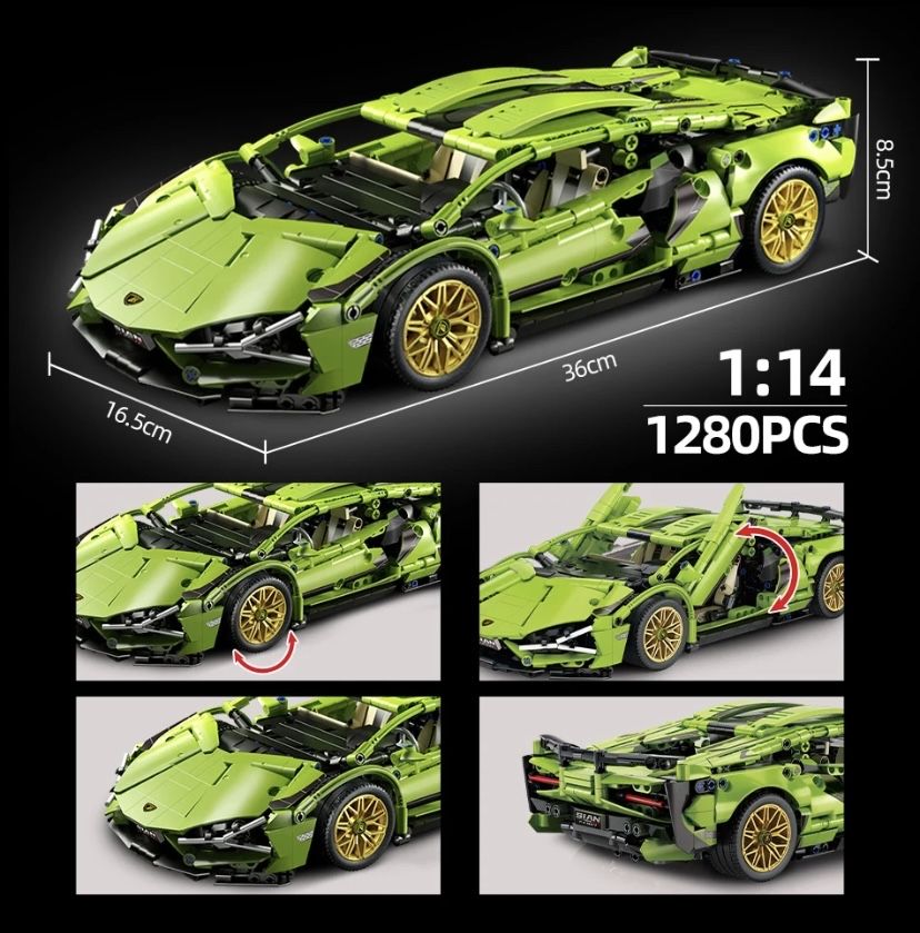 Klocki wzór LEGO sportowy Lamborghini Sian 1280el Prezeny Wyścigowy