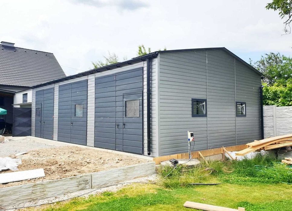 Blaszana hala 11,5×7m – srebrny/ciemny grafit matowy