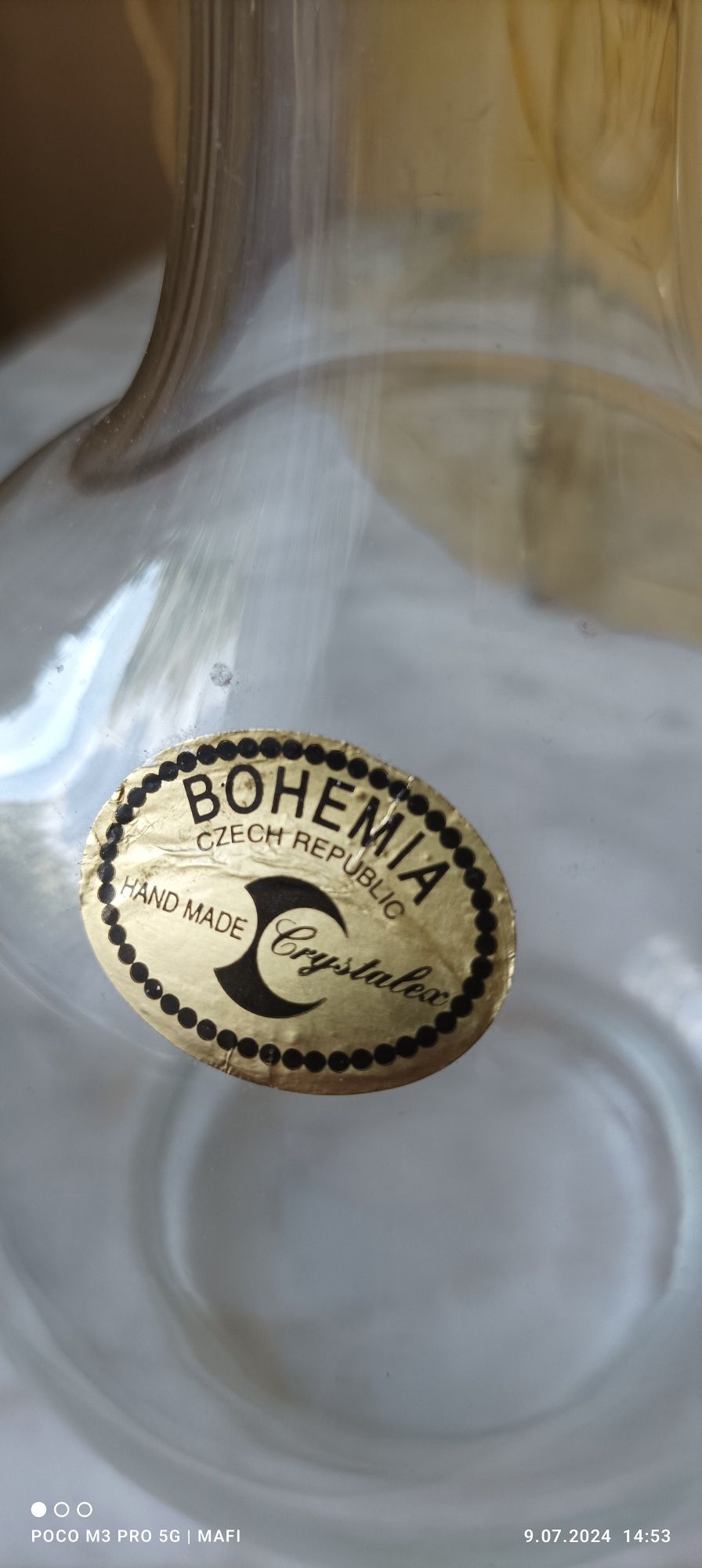 Karafka kryształowa Bohemia 26,5 cm plus korek