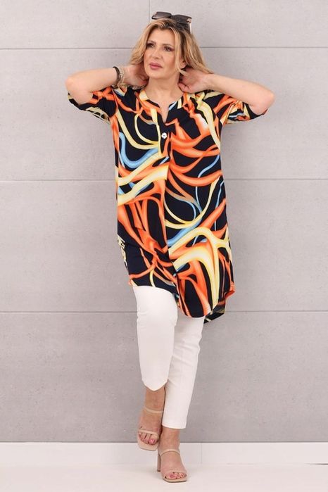 Tunika Z Kieszeniami Duże Rozmiary Polski Producent Sukienka Elastyczn